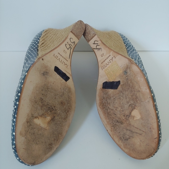 LANVIN Spotted Genuine Snakeskin Espadrille Wedges Size EU 40 - Picture 8 of 11